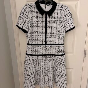 Karl lagerfeld tweed like short- sleeve dress.  Size 12.  Black and white.